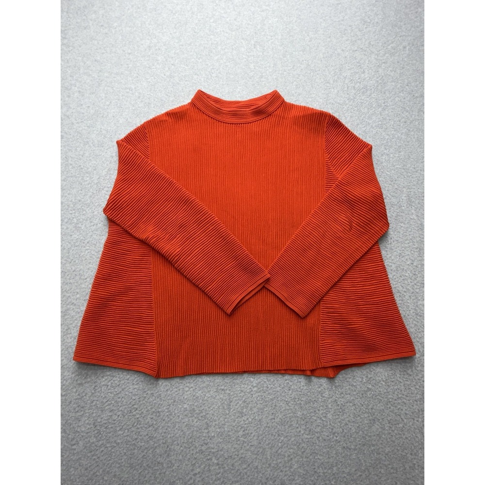 COS Women's Large Orange Ribbed Mock Neck Cotton Sweater Pullover Minimalist‎ - Picture 4 of 12